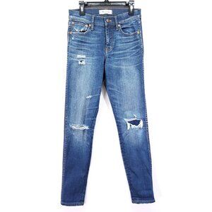 Madewell Women’s High Riser Skinny Jeans Size 25 Distressed Blue Stretch Denim